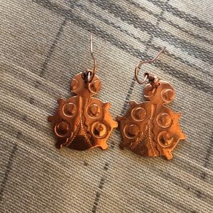 Earrings Navajo made Ladybugs solid copper unworn